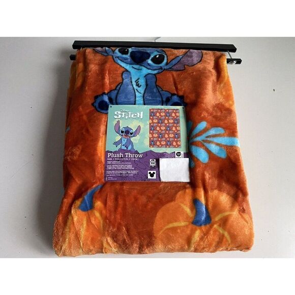 Disney Stitch Halloween Plush Throw Blanket Pumpkin Orange  50 X 70” Autumn Fall - Picture 6 of 12